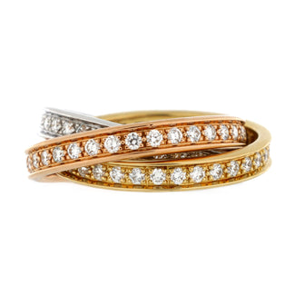 Cartier Trinity Ring 18K Tricolor Gold with Diamonds