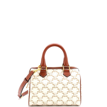 Celine Boston Bag Triomphe Coated Canvas Small