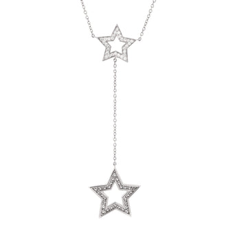 Tiffany & Co. Double Star Drop Pendant Necklace Platinum and Diamonds