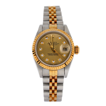 Rolex Oyster Perpetual Datejust Automatic Watch Stainless Steel and Yellow Gold with Diamond Markers 26