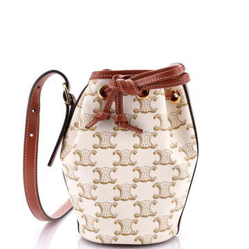 Celine Drawstring Bucket Bag Triomphe Coated Canvas Small