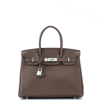 Hermes Birkin Handbag Verso Clemence with Palladium Hardware 30