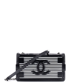 Chanel Boy Brick Flap Bag Striped Patent and Plexiglass Horizontal