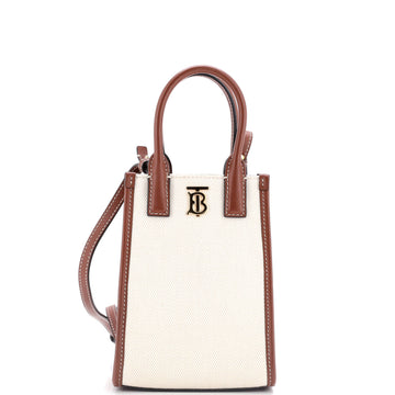 Burberry TB Top Handle Phone Case Canvas with Leather