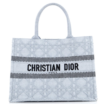 Christian Dior Book Tote Cannage Embroidered Raffia Medium