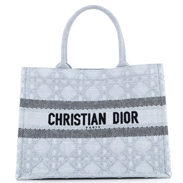Christian Dior Book Tote Cannage Embroidered Raffia Medium