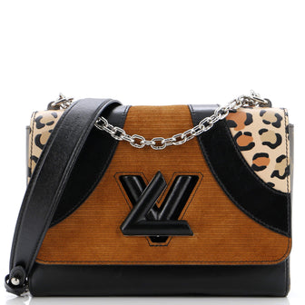 Louis Vuitton Twist Handbag Leopard Wild Printed Leather and Calfskin MM