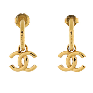 Chanel CC Hoop Dangle Earrings Metal