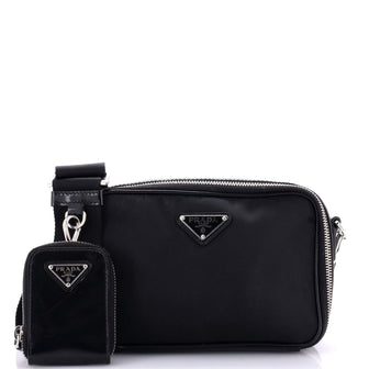 Prada Brique Camera Crossbody Bag Tessuto and Spazzolato Leather Small