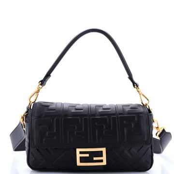 Fendi Baguette NM Bag Zucca Embossed Leather Medium
