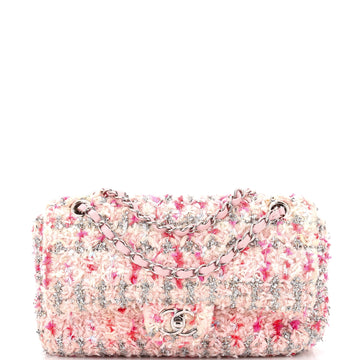 Chanel Classic Double Flap Bag Quilted Tweed and Ribbon Medium