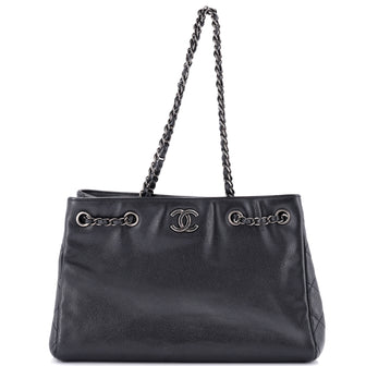 Chanel Woven Chain Shopping Tote Caviar Medium