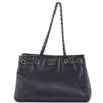 Chanel Woven Chain Shopping Tote Caviar Medium