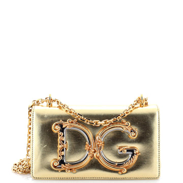 Dolce & Gabbana DG Girls Flap Bag Embellished Leather Mini