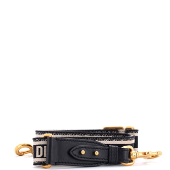 Christian Dior Logo Shoulder Strap Embroidered Canvas Thin