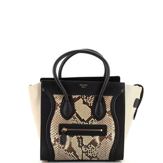 Celine Luggage Bag Python and Leather Micro