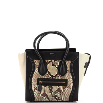 Celine Luggage Bag Python and Leather Micro