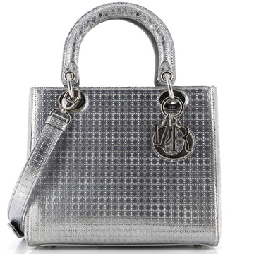 Christian Dior Lady Dior Bag Micro Cannage Metallic Calfskin Medium