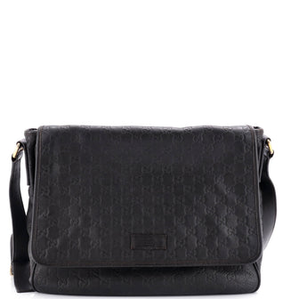 Gucci Flap Messenger Bag Guccissima Leather Large