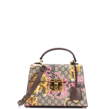 Gucci Padlock Top Handle Bag Bengal Print GG Coated Canvas Small