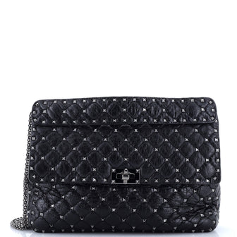 Valentino Garavani Rockstud Spike Flap Bag Quilted Leather Large