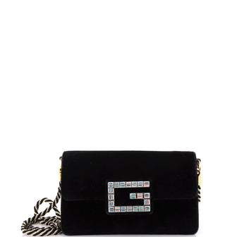 Gucci G Broadway Shoulder Bag Velvet with Crystals Small