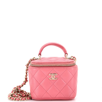 Chanel Classic Top Handle Vanity Case with Chain Quilted Lambskin Mini