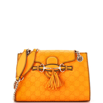 Gucci Emily Chain Flap Shoulder Bag Guccissima Leather Small