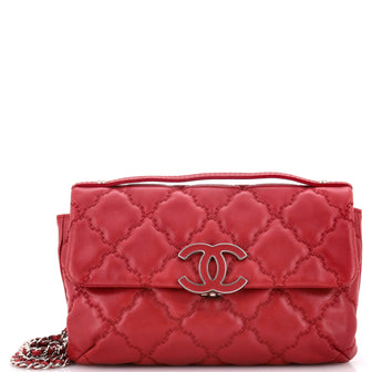 Chanel Double Stitch Hamptons Flap Bag Quilted Calfskin Mini