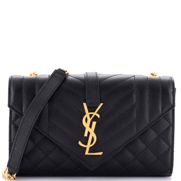 Saint Laurent Classic Monogram Envelope Satchel Mixed Matelasse Leather Small