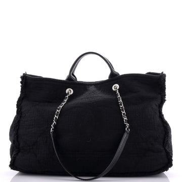 Chanel Double Face Deauville Tote Fringe Quilted Canvas Large