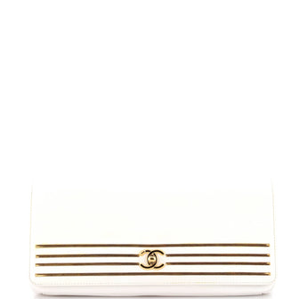 Chanel Captain Gold Clutch Embroidered Caviar