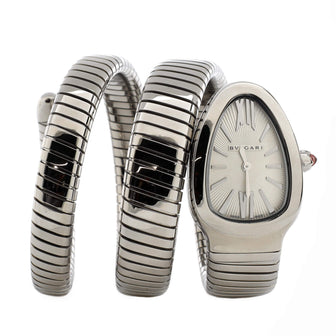 Bvlgari Serpenti Tubogas Double Spiral Quartz Watch Stainless Steel 23