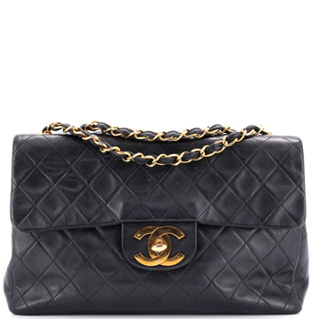 Chanel Vintage Classic Double Flap Bag Quilted Lambskin Jumbo