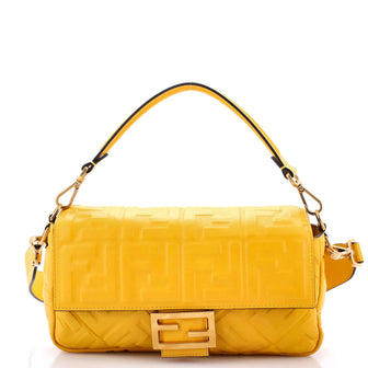 Fendi Baguette NM Bag Zucca Embossed Leather Medium