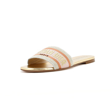Christian Dior Women's Dway Flat Sandals Embroidered Canvas