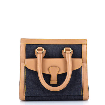 Christian Dior Vintage Trotter Pocket Tote Denim with Leather Small