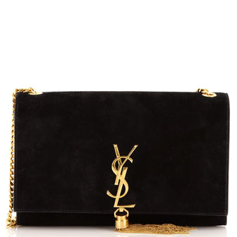 Saint Laurent Classic Monogram Tassel Crossbody Bag Suede Medium