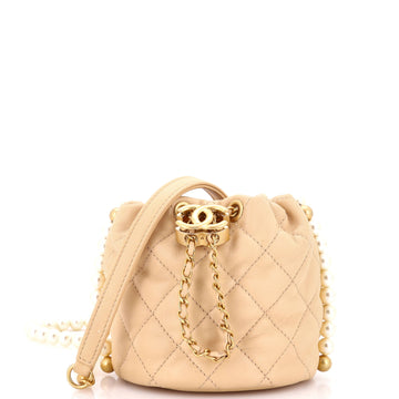 Chanel About Pearls Bucket Bag Quilted Calfskin Mini