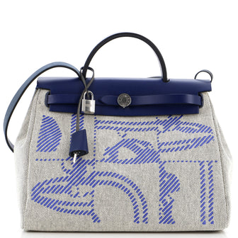 Hermes Herbag Zip Relief Brides de Gala Toile and Leather 31