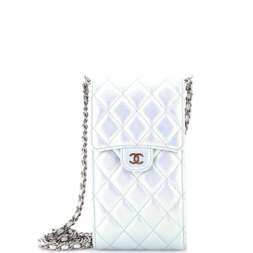 Chanel CC Flap Phone Holder Crossbody Bag Quilted Lambskin