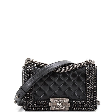 Chanel Chained Boy Flap Bag Quilted Glazed Calfskin Small