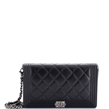 Chanel Boy Wallet on Short Chain Quilted Lambskin
