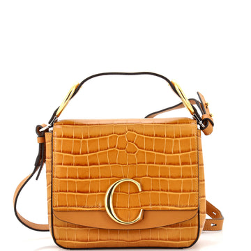 Chloe C Double Carry Bag Crocodile Embossed Leather Small