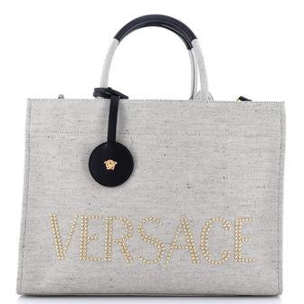 Versace La Medusa Tote Studded Canvas Large