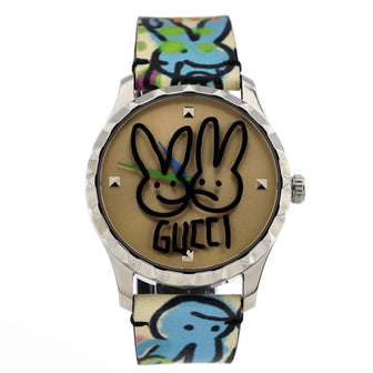 Gucci Year Of The Rabbit G-Timeless Quartz Watch Stainless Steel and Printed Leather 38