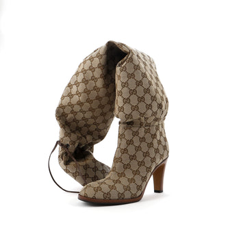Gucci Women's Lisa Thigh High Boots GG Canvas