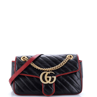 Gucci GG Marmont Flap Bag Diagonal Quilted Leather Small