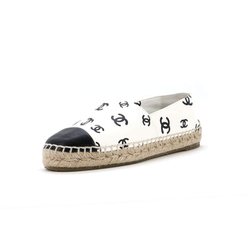 Chanel Women's All Over CC Cap Toe Espadrilles Printed Leather