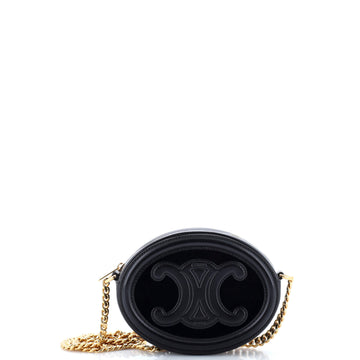 Celine Triomphe Oval Chain Crossbody Bag Velvet and Leather
